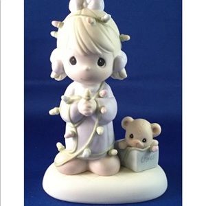 PRECIOUS MOMENTS 566977 MAY YOUR CHRISTMAS BE DELIGHTFUL-GIRL-1989 Retired
